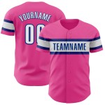 Maillot de baseball rose authentique blanc-royal personnalisé Maillot de baseball rose authentique blanc-royal personnalisé