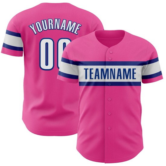 Maillot de baseball rose authentique blanc-royal personnalisé Maillot de baseball rose authentique blanc-royal personnalisé