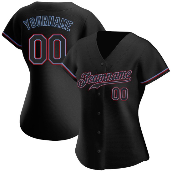 Maillot de baseball authentique noir et rouge personnalisé Maillot de baseball authentique noir et rouge personnalisé