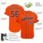 Maillot de baseball orange personnalisé bleu marine-blanc authentique Maillot de baseball orange personnalisé bleu marine-blanc authentique