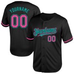 Maillot de baseball personnalisé authentique rétro rose-aqua noir en maille Maillot de baseball personnalisé authentique rétro rose-aqua noir en maille