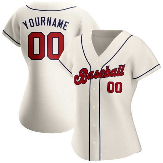 Maillot de baseball personnalisé authentique rouge-bleu marine Maillot de baseball personnalisé authentique rouge-bleu marine