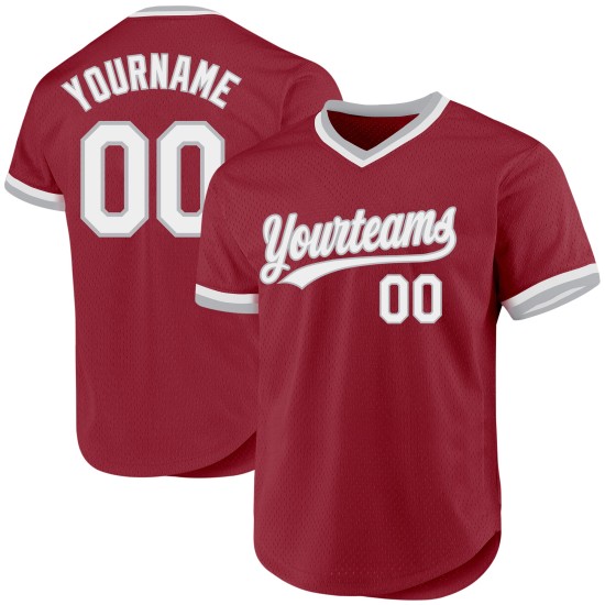Maillot de baseball rétro marron blanc-gris, personnalisé et authentique Maillot de baseball rétro marron blanc-gris, personnalisé et authentique