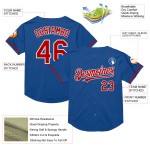 Maillot de baseball authentique personnalisé rouge-blanc bleu rétro Maillot de baseball authentique personnalisé rouge-blanc bleu rétro