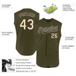 Maillot de baseball personnalisé sans manches crème-noir olive authentique Salute Maillot de baseball personnalisé sans manches crème-noir olive authentique Salute
