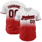 Maillot de baseball à fines rayures noir-rouge, mode, blanc, authentique, dégradé, personnalisé Maillot de baseball à fines rayures noir-rouge, mode, blanc, authentique, dégradé, personnalisé