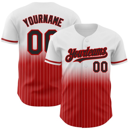 Maillot de baseball à fines rayures noir-rouge, mode, blanc, authentique, dégradé, personnalisé Maillot de baseball à fines rayures noir-rouge, mode, blanc, authentique, dégradé, personnalisé