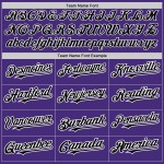 Maillot de baseball authentique aux couleurs personnalisées, noir et blanc, avec 3 formes de bras violets Maillot de baseball authentique aux couleurs personnalisées, noir et blanc, avec 3 formes de bras violets