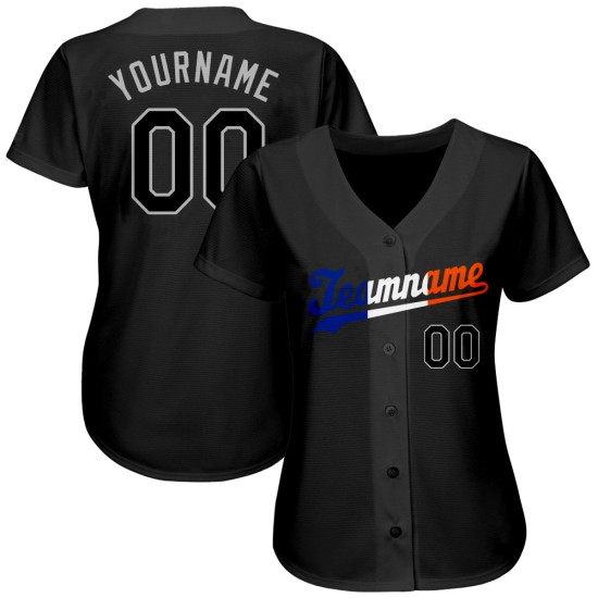 Maillot de baseball noir fendu personnalisé authentique noir-orange Maillot de baseball noir fendu personnalisé authentique noir-orange