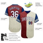 Maillot de baseball Tommy personnalisé blanc-royal authentique motif graffiti 3D Maillot de baseball Tommy personnalisé blanc-royal authentique motif graffiti 3D