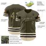 Maillot authentique de Baseball Service pour saluer le camouflage olive personnalisé noir-crème Maillot authentique de Baseball Service pour saluer le camouflage olive personnalisé noir-crème