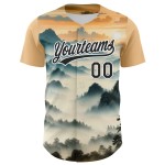 Conception Paysage Blanc Motif Noir Jersey 3D Montagnes Baseball Authentique Personnalisé Conception Paysage Blanc Motif Noir Jersey 3D Montagnes Baseball Authentique Personnalisé
