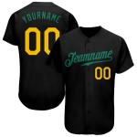 Maillot de baseball Gold-Kelly authentique personnalisé vert noir Maillot de baseball Gold-Kelly authentique personnalisé vert noir