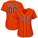 Maillot de baseball orange personnalisé bleu marine-blanc authentique Maillot de baseball orange personnalisé bleu marine-blanc authentique