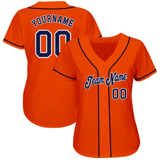 Maillot de baseball orange personnalisé bleu marine-blanc authentique Maillot de baseball orange personnalisé bleu marine-blanc authentique