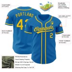 Maillot de baseball authentique personnalisé bleu jaune Maillot de baseball authentique personnalisé bleu jaune