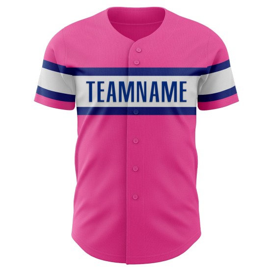 Maillot de baseball rose authentique blanc-royal personnalisé Maillot de baseball rose authentique blanc-royal personnalisé