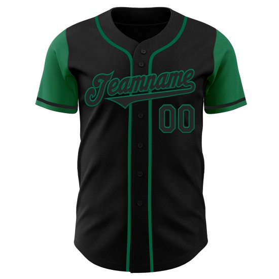 Maillot de baseball noir authentique Kelly Green, deux couleurs personnalisées Maillot de baseball noir authentique Kelly Green, deux couleurs personnalisées