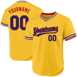 Maillot de baseball authentique Throwback Royal-Red Custom Gold