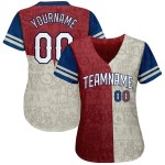 Maillot de baseball Tommy personnalisé blanc-royal authentique motif graffiti 3D Maillot de baseball Tommy personnalisé blanc-royal authentique motif graffiti 3D