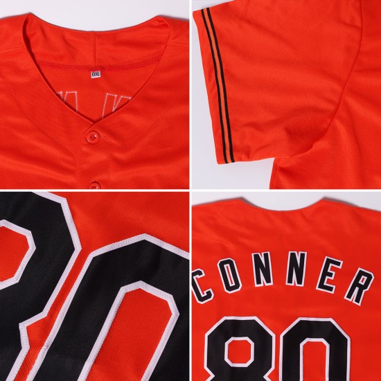 Maillot de baseball orange personnalisé bleu marine-blanc authentique Maillot de baseball orange personnalisé bleu marine-blanc authentique