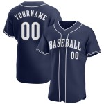 Maillot de baseball authentique personnalisé blanc bleu marine Maillot de baseball authentique personnalisé blanc bleu marine