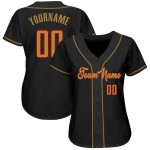Maillot de baseball personnalisé or-rouge ancien authentique noir Maillot de baseball personnalisé or-rouge ancien authentique noir