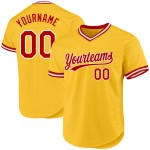 Maillot de baseball authentique personnalisé rouge-blanc-or Maillot de baseball authentique personnalisé rouge-blanc-or