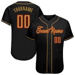Maillot de baseball personnalisé or-rouge ancien authentique noir Maillot de baseball personnalisé or-rouge ancien authentique noir