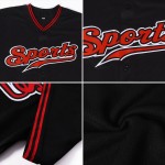 Maillot de baseball personnalisé or-rouge ancien authentique noir Maillot de baseball personnalisé or-rouge ancien authentique noir