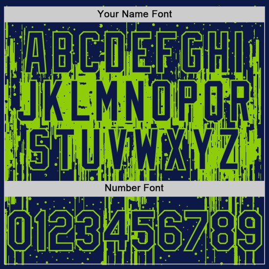Maillot de baseball Art Dripping Design personnalisé vert motif baseball bleu marine 3D néon authentique éclaboussures