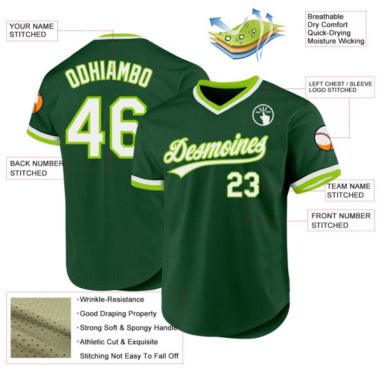 Maillot de baseball authentique vert, blanc et fluo Maillot de baseball authentique vert, blanc et fluo