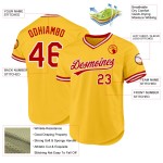 Maillot de baseball authentique personnalisé rouge-blanc-or Maillot de baseball authentique personnalisé rouge-blanc-or