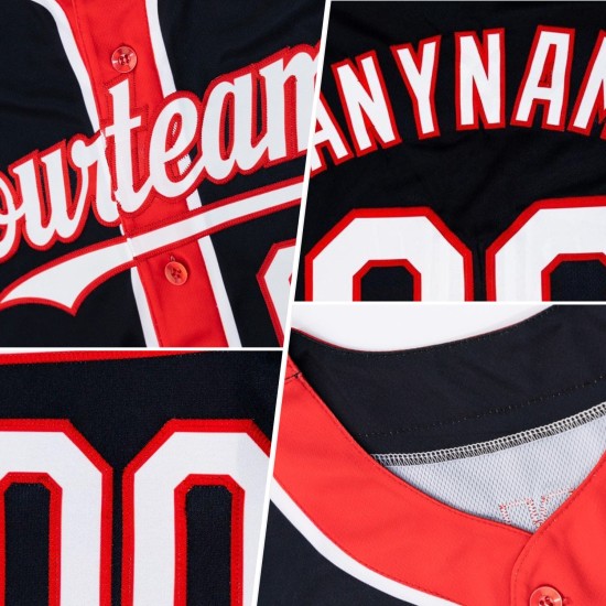 Maillot de baseball authentique aux couleurs personnalisées, noir et blanc, avec 3 formes de bras violets Maillot de baseball authentique aux couleurs personnalisées, noir et blanc, avec 3 formes de bras violets