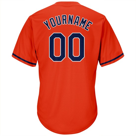 Maillot de baseball authentique rétro bleu marine, blanc, orange, jersey côtelé, personnalisé