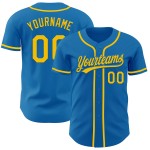 Maillot de baseball authentique personnalisé bleu jaune Maillot de baseball authentique personnalisé bleu jaune