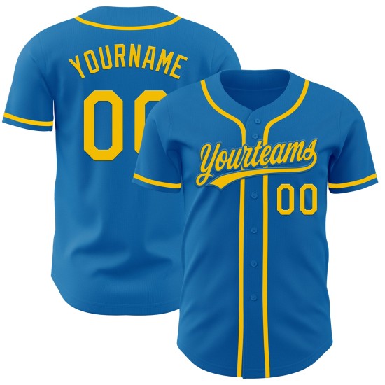Maillot de baseball authentique personnalisé bleu jaune Maillot de baseball authentique personnalisé bleu jaune