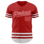 Maillot de baseball rouge et blanc authentique, ligne personnalisée Maillot de baseball rouge et blanc authentique, ligne personnalisée