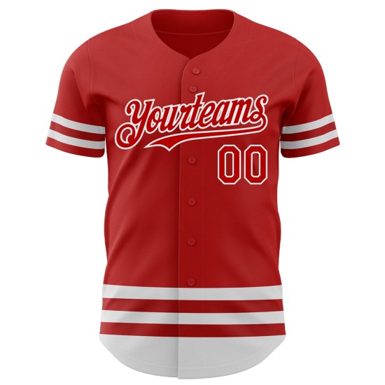 Maillot de baseball rouge et blanc authentique, ligne personnalisée Maillot de baseball rouge et blanc authentique, ligne personnalisée