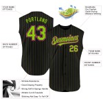 Maillot de baseball sans manches rose vert authentique personnalisé à rayures noires fluo Maillot de baseball sans manches rose vert authentique personnalisé à rayures noires fluo