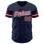 Maillot de baseball personnalisé bleu marine authentique cramoisi-blanc Maillot de baseball personnalisé bleu marine authentique cramoisi-blanc