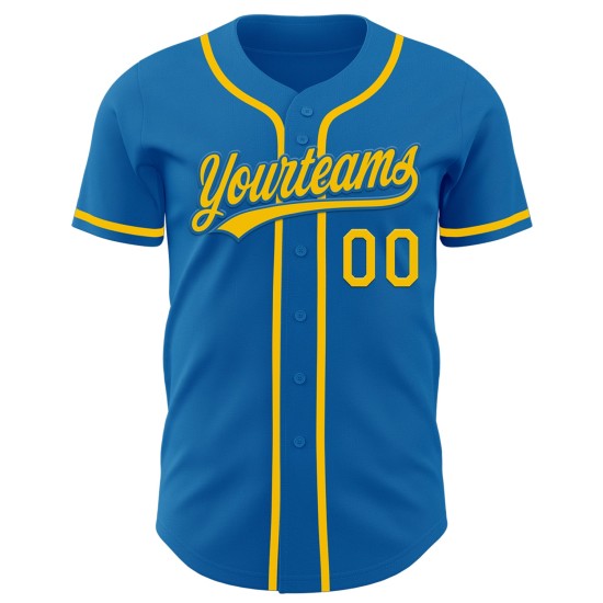 Maillot de baseball authentique personnalisé bleu jaune Maillot de baseball authentique personnalisé bleu jaune