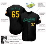 Maillot de baseball Gold-Kelly authentique personnalisé vert noir Maillot de baseball Gold-Kelly authentique personnalisé vert noir