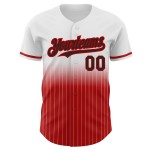 Maillot de baseball à fines rayures noir-rouge, mode, blanc, authentique, dégradé, personnalisé Maillot de baseball à fines rayures noir-rouge, mode, blanc, authentique, dégradé, personnalisé