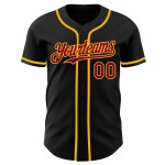Maillot de baseball noir authentique, personnalisé, bordeaux et doré Maillot de baseball noir authentique, personnalisé, bordeaux et doré