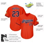 Maillot de baseball authentique rétro bleu marine, blanc, orange, jersey côtelé, personnalisé
