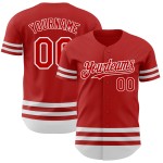 Maillot de baseball rouge et blanc authentique, ligne personnalisée Maillot de baseball rouge et blanc authentique, ligne personnalisée
