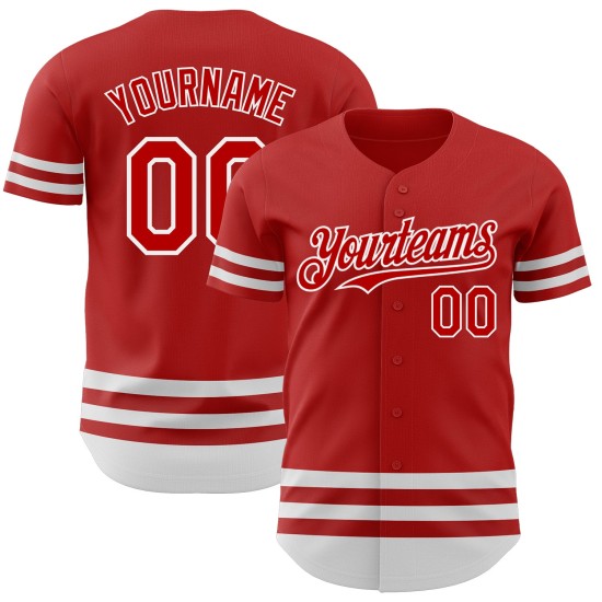 Maillot de baseball rouge et blanc authentique, ligne personnalisée Maillot de baseball rouge et blanc authentique, ligne personnalisée