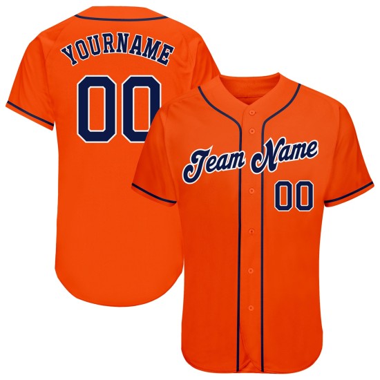 Maillot de baseball orange personnalisé bleu marine-blanc authentique Maillot de baseball orange personnalisé bleu marine-blanc authentique