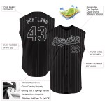 Maillot de baseball personnalisé sans manches à rayures noires authentiques gris Maillot de baseball personnalisé sans manches à rayures noires authentiques gris